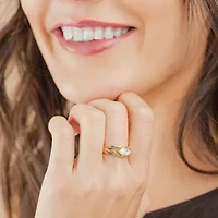 (Si2 / G) Womens 3/4 CT. Lab Grown White Diamond 10K Gold Marquise Cocktail Ring