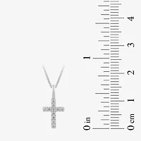 (I / I2) Womens 1/10 CT. T.W. Lab Grown White Diamond 10K Gold Cross 18 Inch Pendant Necklace