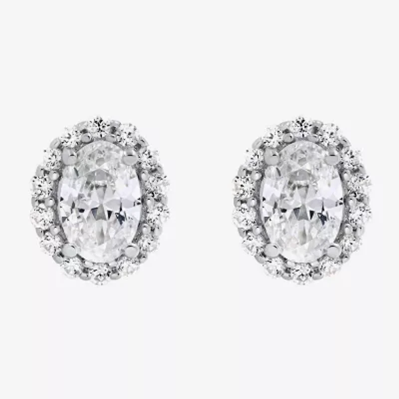 Si2,H-I 1 CT. T.W. Lab Grown White Diamond 10K White Gold Oval Stud Earrings