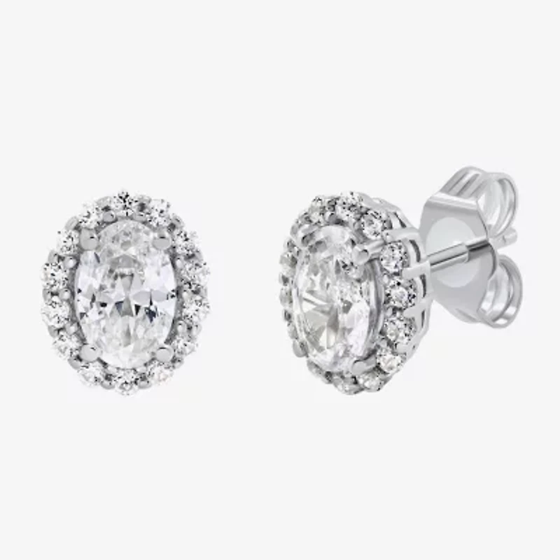 Si2,H-I 1 CT. T.W. Lab Grown White Diamond 10K White Gold Oval Stud Earrings