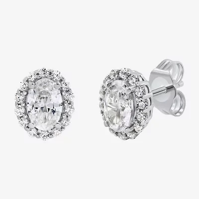 Si2,H-I 1 CT. T.W. Lab Grown White Diamond 10K White Gold Oval Stud Earrings