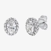 Si2,H-I 1 CT. T.W. Lab Grown White Diamond 10K White Gold Oval Stud Earrings