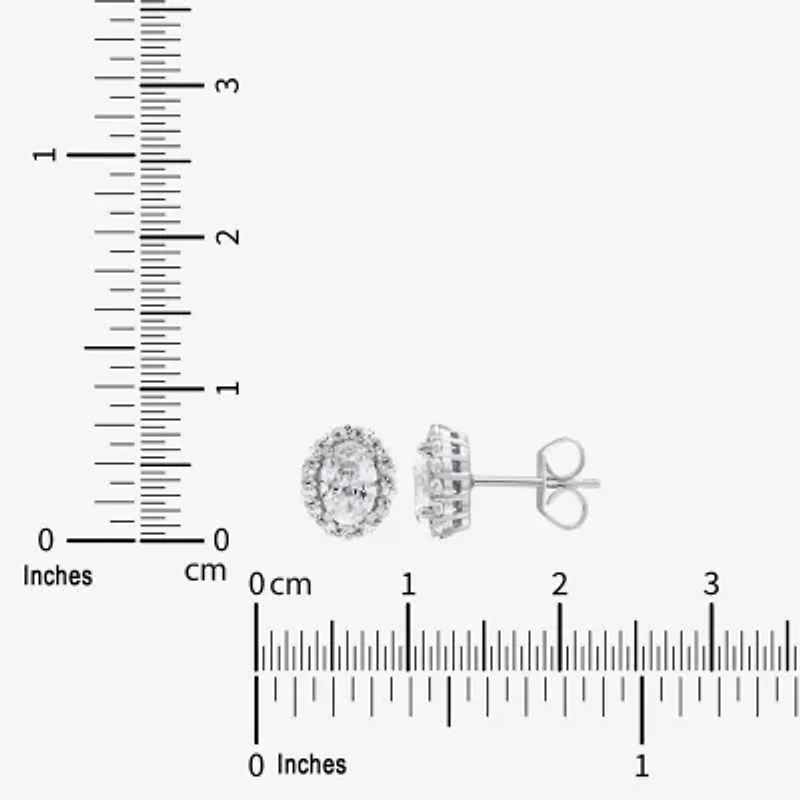 Si2,H-I 1 CT. T.W. Lab Grown White Diamond 10K White Gold Oval Stud Earrings