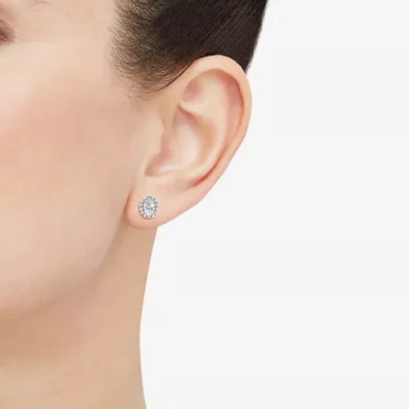 Si2,H-I 1 CT. T.W. Lab Grown White Diamond 10K White Gold Oval Stud Earrings