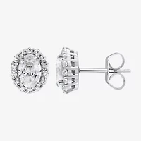 Si2,H-I 1 CT. T.W. Lab Grown White Diamond 10K White Gold Oval Stud Earrings