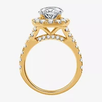 G / Si1-Si2) Womens / CT. T.W. Lab Grown White Diamond 14K White Gold Oval Side Stone Halo Bridal Set
