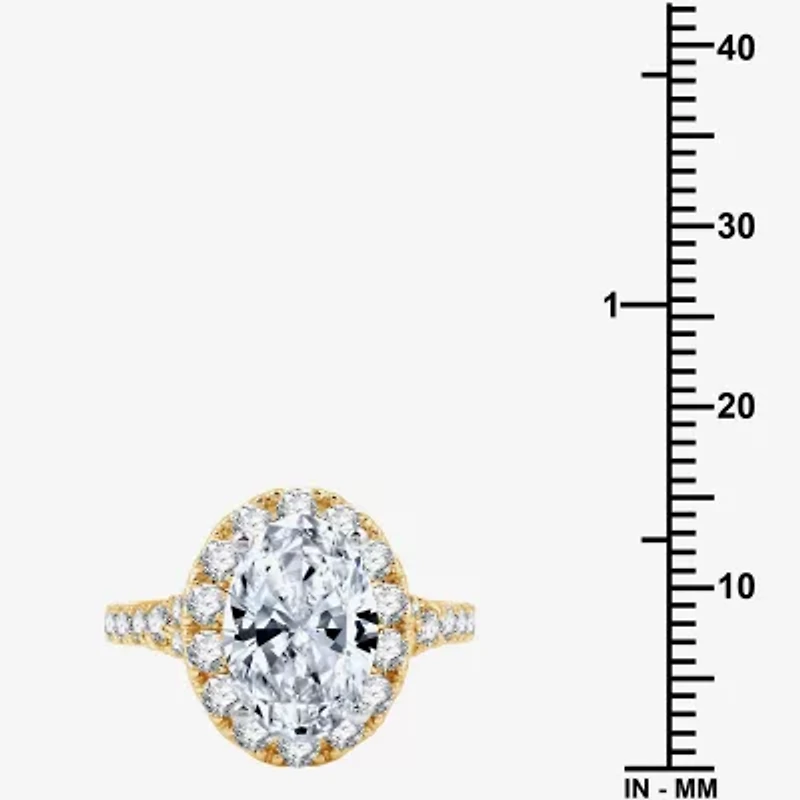 G / Si1-Si2) Womens / CT. T.W. Lab Grown White Diamond 14K White Gold Oval Side Stone Halo Bridal Set