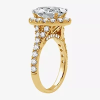 G / Si1-Si2) Womens / CT. T.W. Lab Grown White Diamond 14K White Gold Oval Side Stone Halo Bridal Set