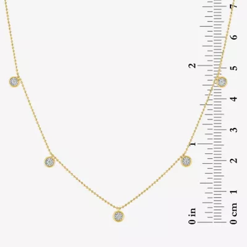 (G-H Womens 1/10 CT. T.W. Lab Grown White Diamond 14K Gold Over Silver 16 Inch Pendant Necklace