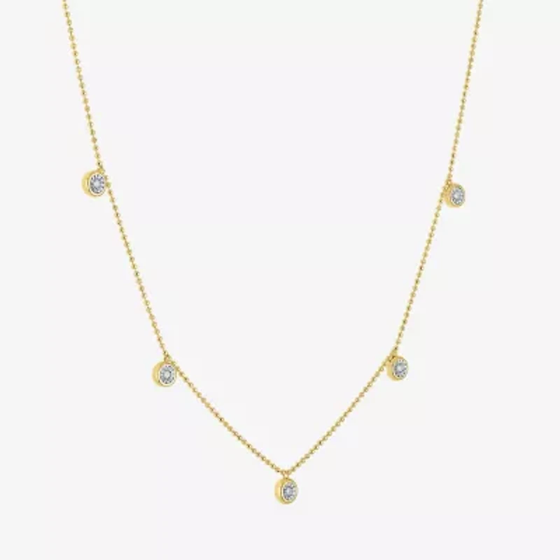 (G-H Womens 1/10 CT. T.W. Lab Grown White Diamond 14K Gold Over Silver 16 Inch Pendant Necklace