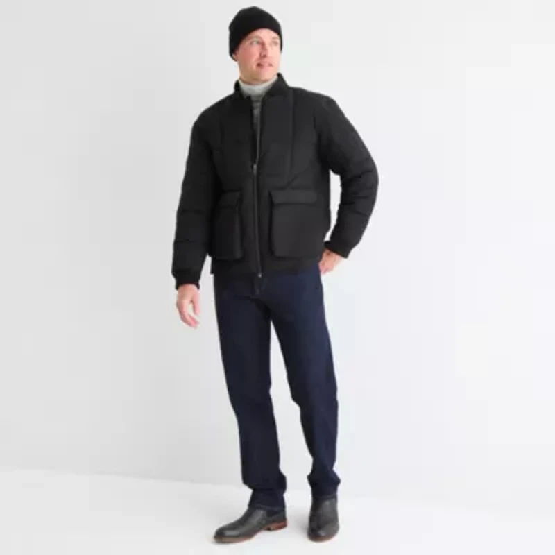 St. John's Bay Mens Water Resistant Midweight Bomber Puffer Jacket