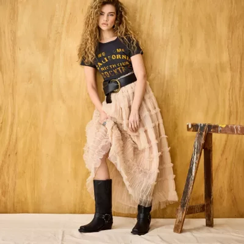 Frye and Co. Womens Lorrie Stacked Heel Motorcycle Boots