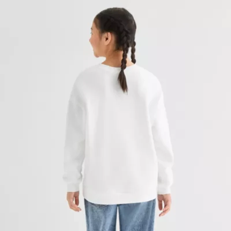 Eyeshadow Big Kid Girls Crew Neck Fleece Long Sleeve Sweatshirt