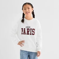 Eyeshadow Big Kid Girls Crew Neck Fleece Long Sleeve Sweatshirt