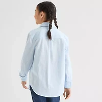 Thereabouts Little & Big Kid Girls Long Sleeve Cuffed Regular Fit Button-Down Shirt