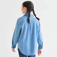 Thereabouts Little & Big Kid Girls Long Sleeve Cuffed Regular Fit Button-Down Shirt