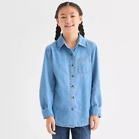 Thereabouts Little & Big Kid Girls Long Sleeve Cuffed Regular Fit Button-Down Shirt