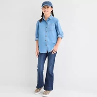 Thereabouts Little & Big Kid Girls Long Sleeve Cuffed Regular Fit Button-Down Shirt