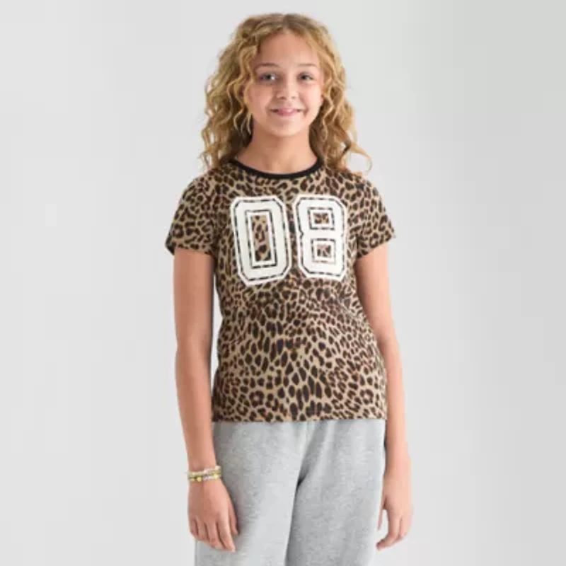 Xersion Little & Big Kid Girls Crew Neck Short Sleeve Regular Fit Graphic T-Shirt