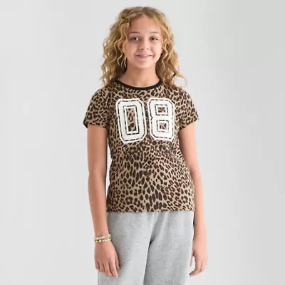 Xersion Little & Big Kid Girls Crew Neck Short Sleeve Regular Fit Graphic T-Shirt