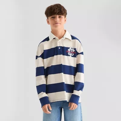 Thereabouts Little & Big Kid Boys Long Sleeve Regular Fit Spread Collar Rugby Shirt