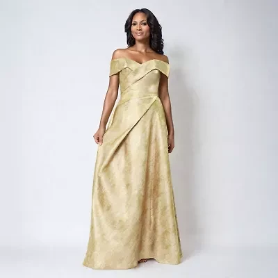 Rene by Ruiz Collection Off The Shoulder Womens Short Sleeve Evening Gown