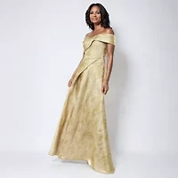 Rene by Ruiz Collection Off The Shoulder Womens Short Sleeve Evening Gown
