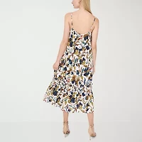 MSK Womens Sleeveless Midi Floral Shift Dress