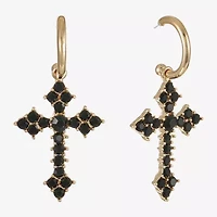 Bijoux Bar Womens Black Glass Cross Hypoallergenic Drop Earrings