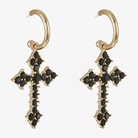 Bijoux Bar Womens Black Glass Cross Hypoallergenic Drop Earrings