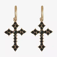 Bijoux Bar Womens Black Glass Cross Hypoallergenic Drop Earrings