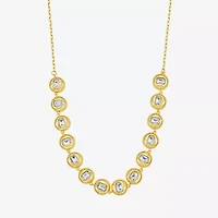 Rebecca Minkoff Womens White Cubic Zirconia 14K Gold Over Brass 17 Inch Tennis Necklace
