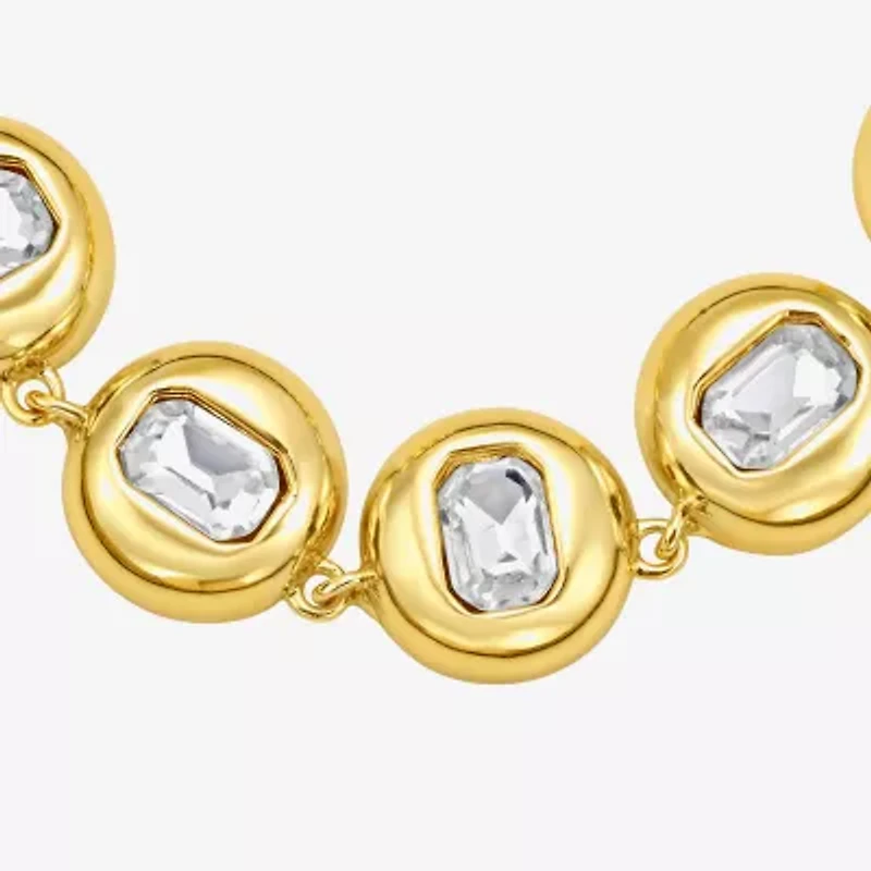 Rebecca Minkoff Womens White Cubic Zirconia 14K Gold Over Brass 17 Inch Tennis Necklace