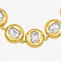Rebecca Minkoff Womens White Cubic Zirconia 14K Gold Over Brass 17 Inch Tennis Necklace