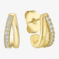 Rebecca Minkoff Womens White Cubic Zirconia 14K Gold Over Brass 1.5mm Hoop Earrings