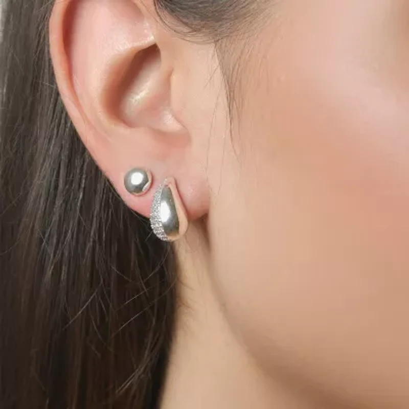 Rebecca Minkoff Womens White Cubic Zirconia 2 Pair Earring Set