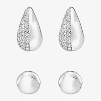 Rebecca Minkoff Womens White Cubic Zirconia 1.5mm Hoop Earrings