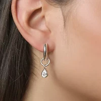 Rebecca Minkoff Womens White Cubic Zirconia 1.5mm Hoop Earrings