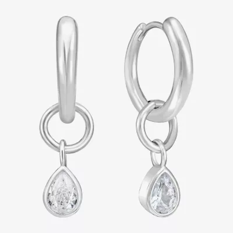 Rebecca Minkoff Womens White Cubic Zirconia 1.5mm Hoop Earrings