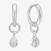 Rebecca Minkoff Womens White Cubic Zirconia 1.5mm Hoop Earrings