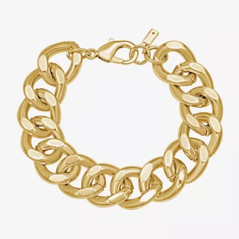 Rebecca Minkoff Gold Addiction Womens 14K Gold Over Brass 8 Inch Solid Curb Chain Bracelet