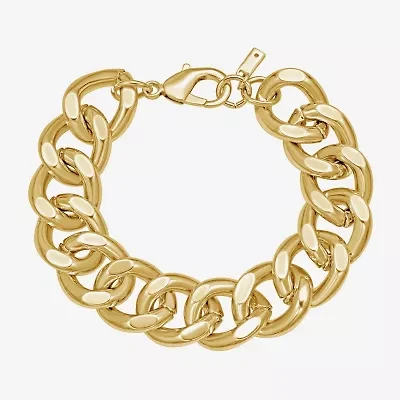 Rebecca Minkoff Gold Addiction Womens 14K Gold Over Brass 8 Inch Solid Curb Chain Bracelet