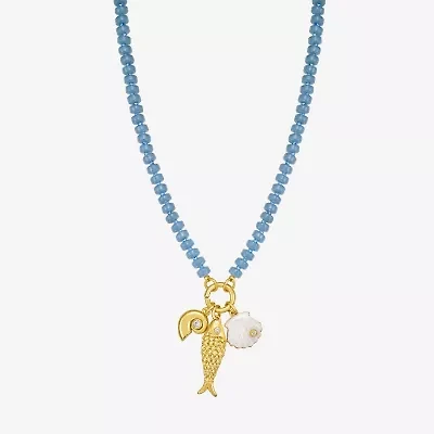 Rebecca Minkoff Womens 14K Gold Over Brass 18 Inch Beaded Necklace