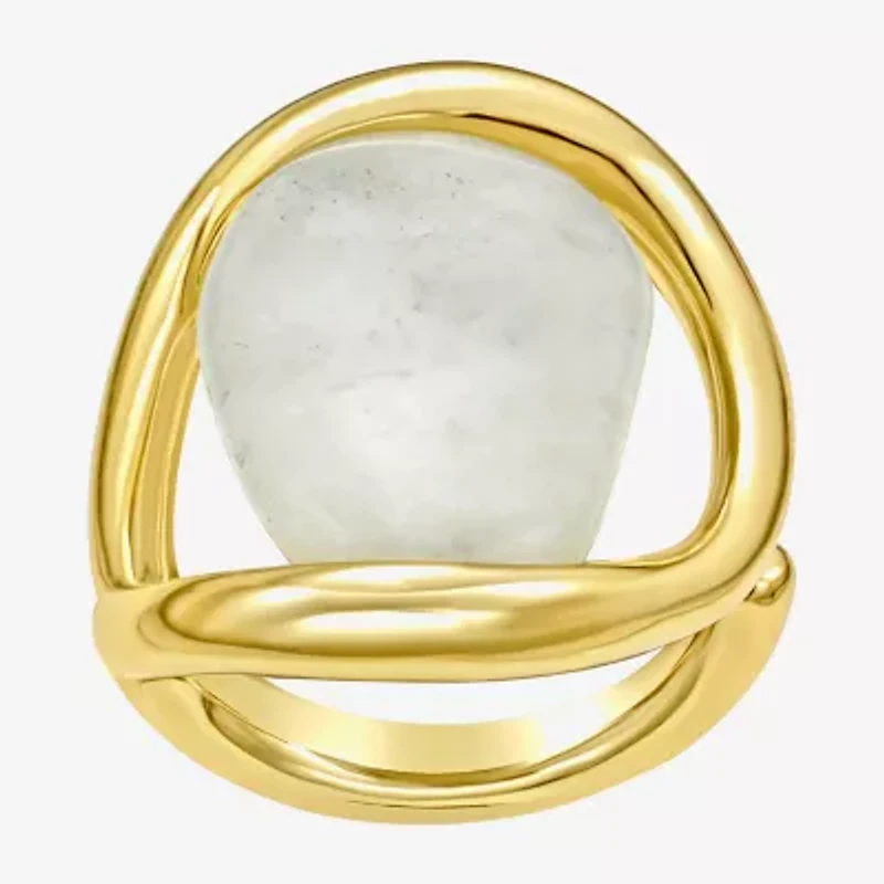 Rebecca Minkoff Womens Agate 14K Gold Over Brass Cocktail Ring