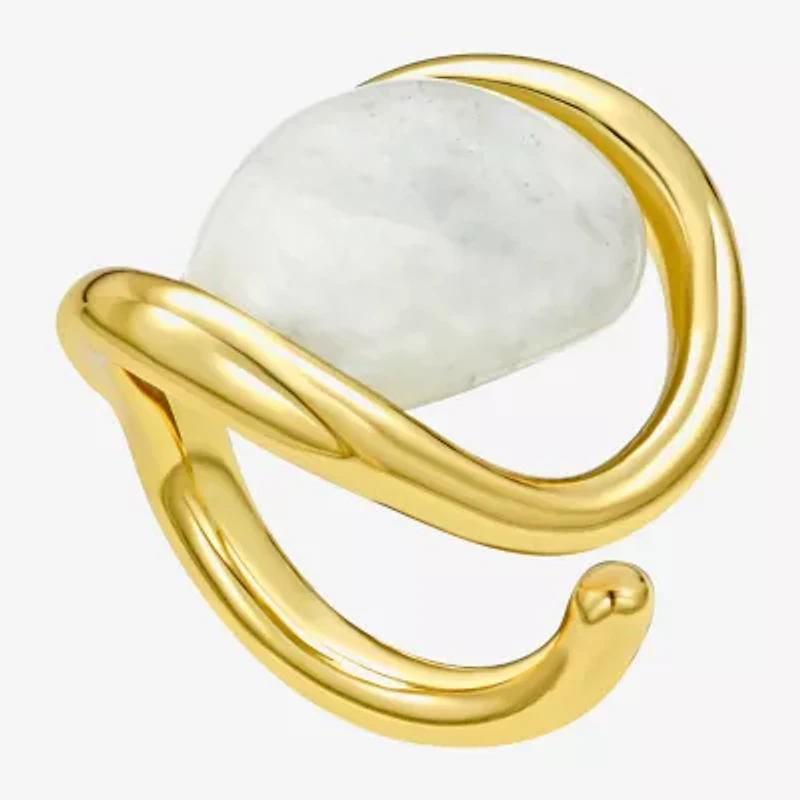 Rebecca Minkoff Womens Agate 14K Gold Over Brass Cocktail Ring