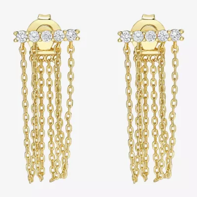 Rebecca Minkoff Womens White Cubic Zirconia 14K Gold Over Brass Drop Earrings
