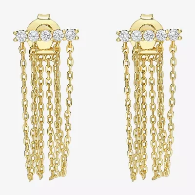 Rebecca Minkoff Womens White Cubic Zirconia 14K Gold Over Brass Drop Earrings