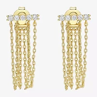 Rebecca Minkoff Womens White Cubic Zirconia 14K Gold Over Brass Drop Earrings