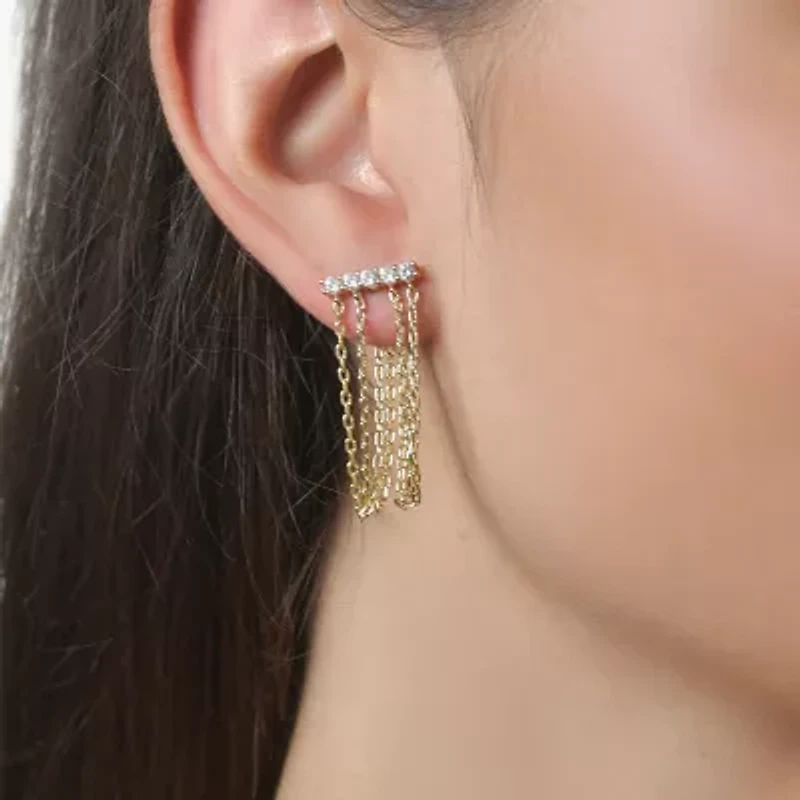 Rebecca Minkoff Womens White Cubic Zirconia 14K Gold Over Brass Drop Earrings