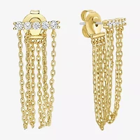 Rebecca Minkoff Womens White Cubic Zirconia 14K Gold Over Brass Drop Earrings